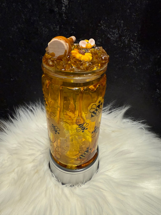 Honey themed 16 oz plastic cup honey drip