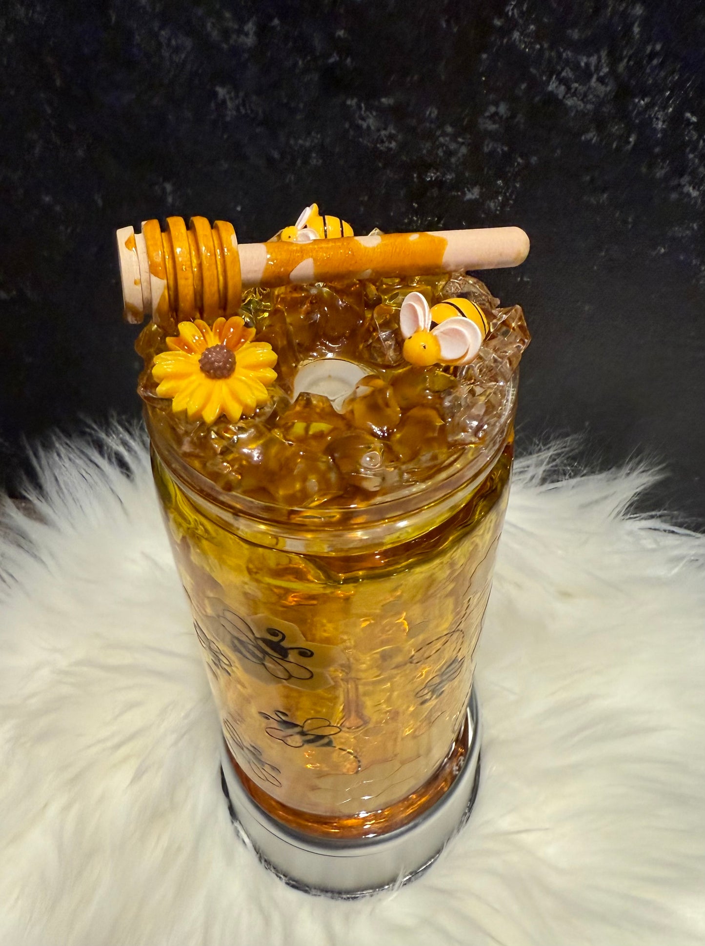 Honey themed 16 oz plastic cup honey drip