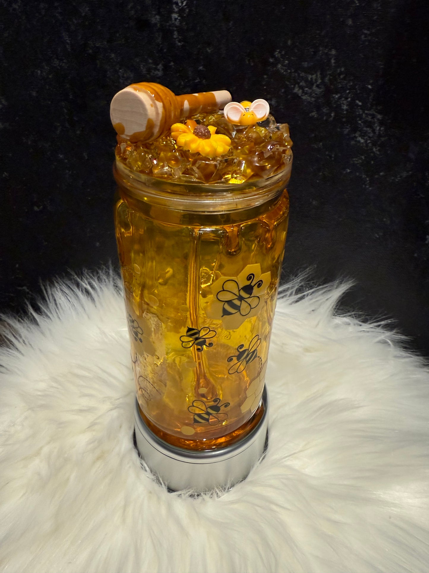 Honey themed 16 oz plastic cup honey drip
