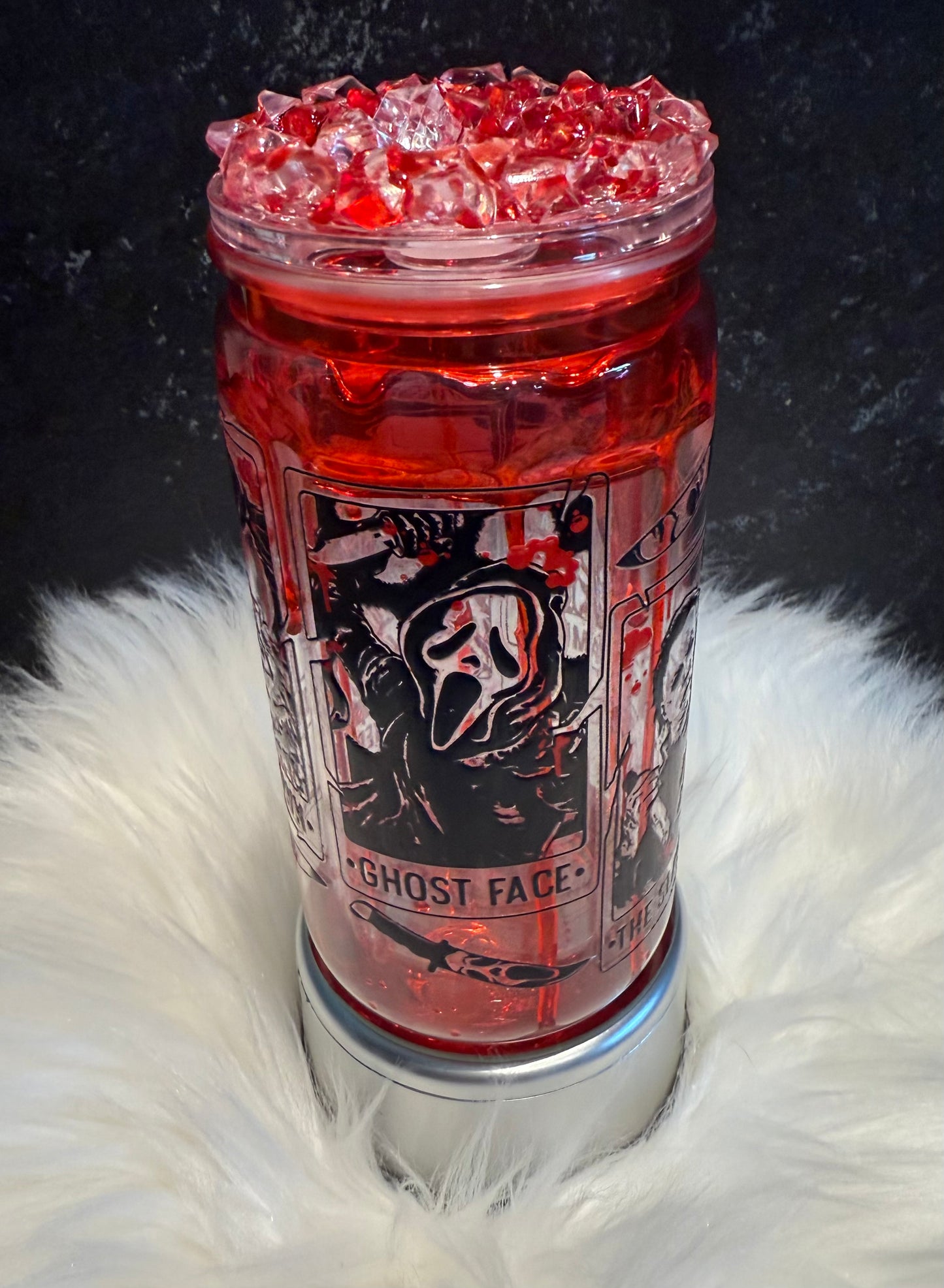 Slasher/Halloween themed honey drip cup